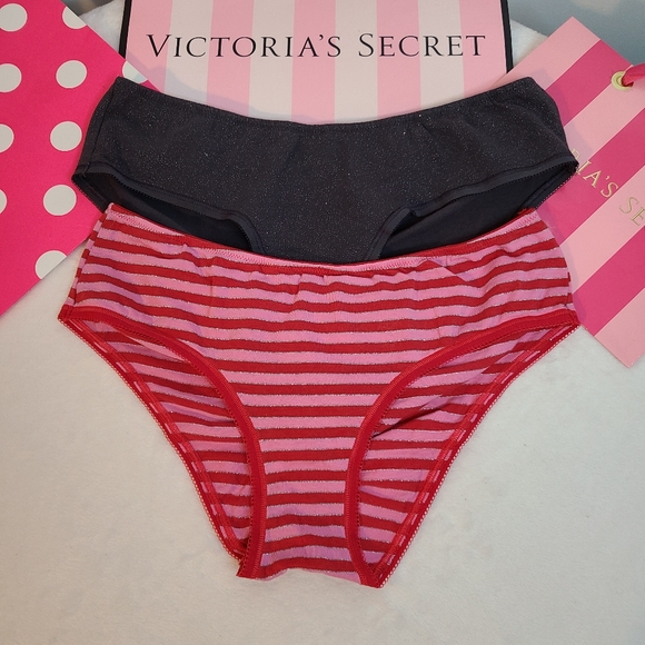 Y2K Victoria's Secret 2pk Scrunch Butt Cotton Hiphugger Panties Size M - Picture 1 of 5